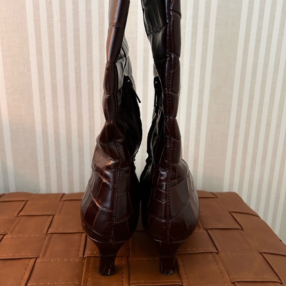 Madewell The Dimes Leather Kitten-Heel Knee Boot Chocolate Raisin Women Size 7 - Picture 7 of 15